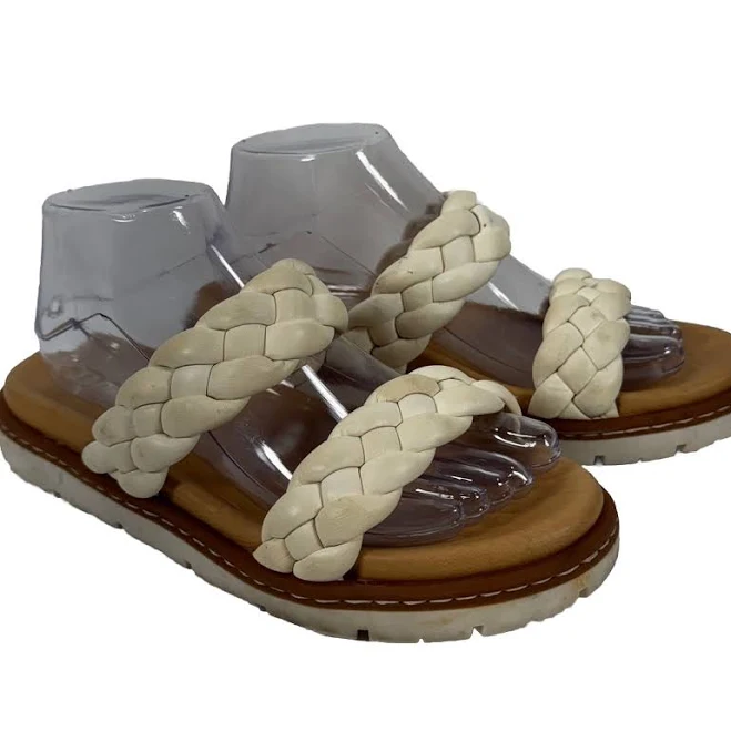 shoes Born Freesia Women’s Cream Braided Leather Comfort Slide Slip On eBay - ahaconsigning $22.79