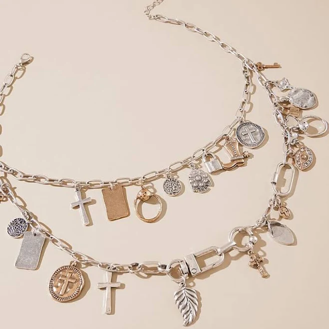 accessory Boutique by BKE Women's Tiered Charm Necklace Buckle $24.99