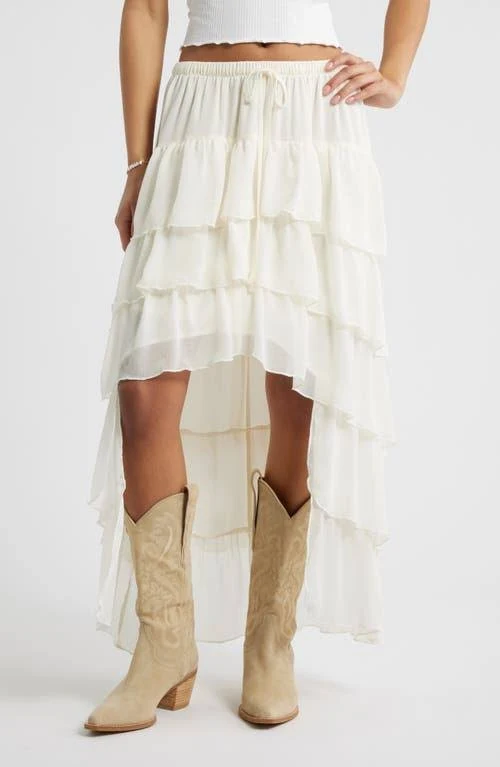 skirt BP. Tiered High-Low Maxi Skirt in Ivory at Nordstrom, Size Xx-Small Nordstrom $41.65