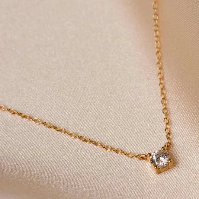 accessory Caitlyn Minimalist Dainty Diamond Solitaire Pendant Necklace in 18K Gold Caitlyn Minimalist $29.6