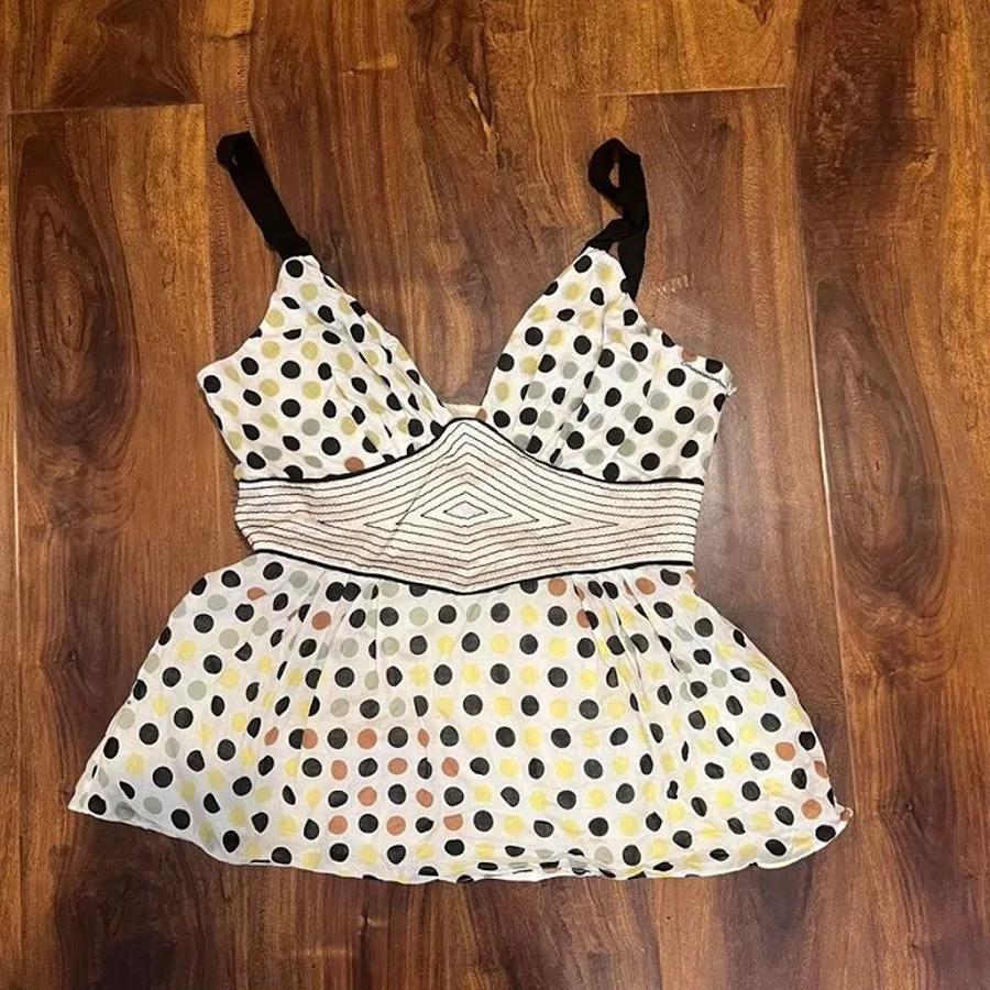 blouse Catherine Malandrino White And Yellow Polka Dot Cami Top - Women | Color: White/Yellow | Size: S Mercari $16.24