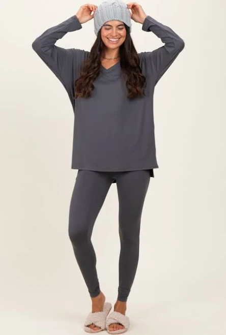matching set Charcoal Brushed Knit Oversized Top and Legging Set PinkBlush Maternity $39