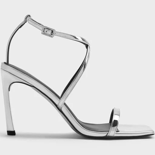 shoes Charles & Keith Metallic Strappy Heeled Sandals charleskeith.com $89