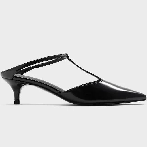 shoes Charles & Keith T-Bar Kitten-Heel Mules charleskeith.com $60.8