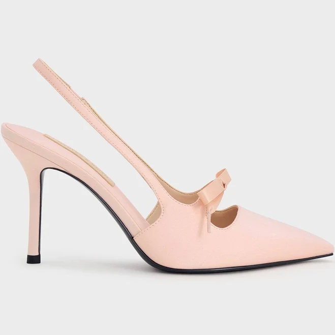 shoes Charles & Keith Venetia Satin Bow Slingback Pumps charleskeith.com $83