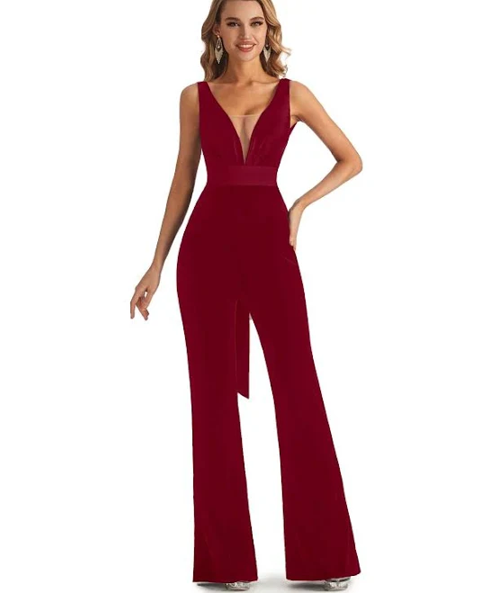 jumpsuit Chicsew Velvet V-Neck Open Back Jumpsuit chicsew $139.99