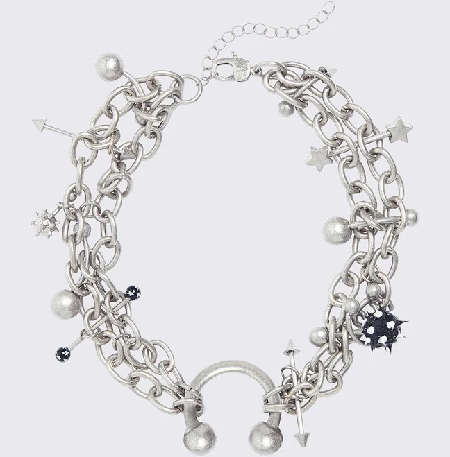 accessory Chunky Silver Charm Necklace with Piercing Details Minga London US $42