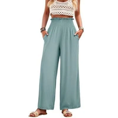 palazzo pants Clearlove Women's High-Waisted Elastic Cotton Linen Wide Leg Palazzo Pants with Target $33.69