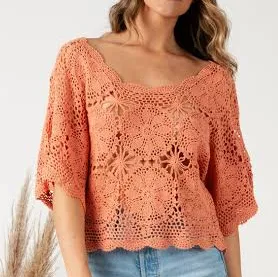 crop top CONNIE CROCHET TOP-TERRACOTTA Lucca Couture $50