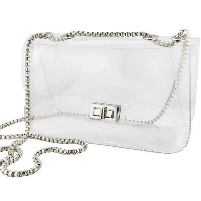 bag Convertible Crossbody Bag with Silver Hardware Clear Stadium Bags $28