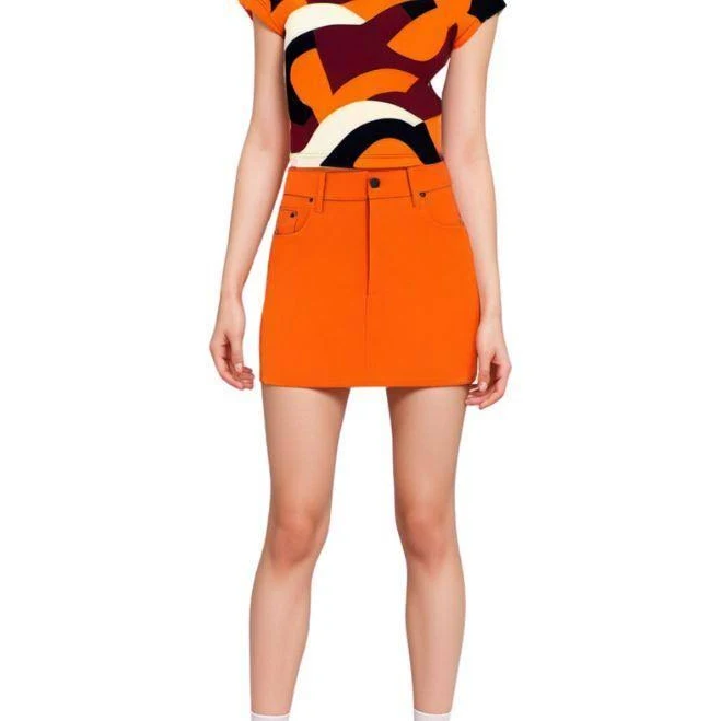 skirt Copenhagen Orange Mini Stretch Denim Skirt Blissfully Brand $109