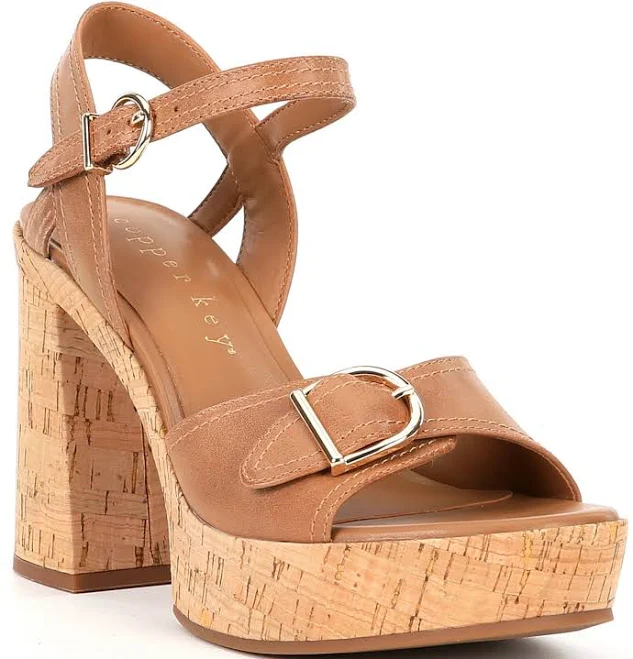 shoes Copper Key Martha Leather Cork Platform Sandals Dillard's $99.99