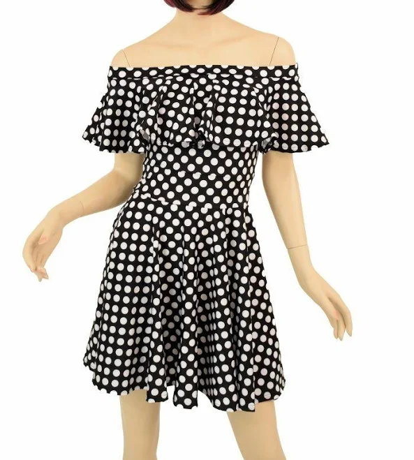 dress Coquetry Clothing Off Shoulder Polka Dot Skater Dress Coquetry Clothing $71.5