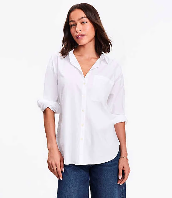 button down shirt Cotton Blend Oversized Pocket Shirt LOFT $20