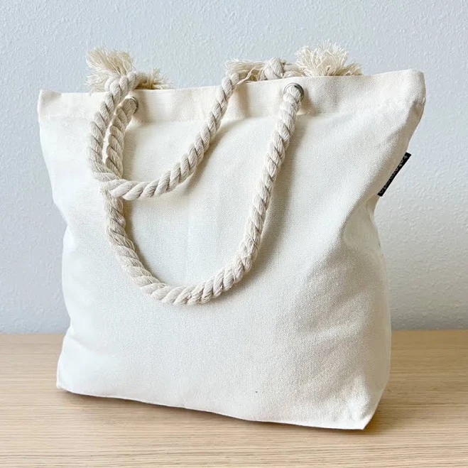 bag Cotton Canvas Tote Bag with Zipper & Comfortable Rope Handles. Small and Large Size Blank Canvas Tote Beach Bag. Etsy - Seller $9.5