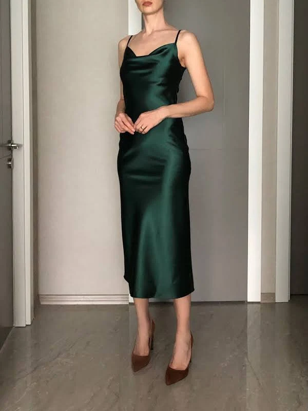 dress Cowl Neck Silk Satin Midi Length Slip Dress Etsy - Seller $135