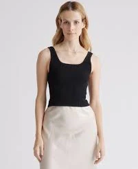 top Cropped Square Neck Ribbed Knit Tank Quince $34.9