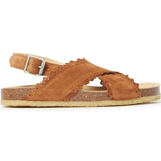 shoes Crossed Scalloped Sandals | Caramel Smallable $70.13