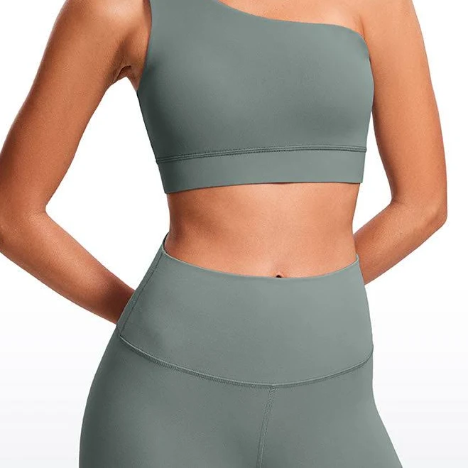 one shoulder top CRZ YOGA Butterluxe Womens One Shoulder Sports Bra Asymmetrical Padded crz yoga $28