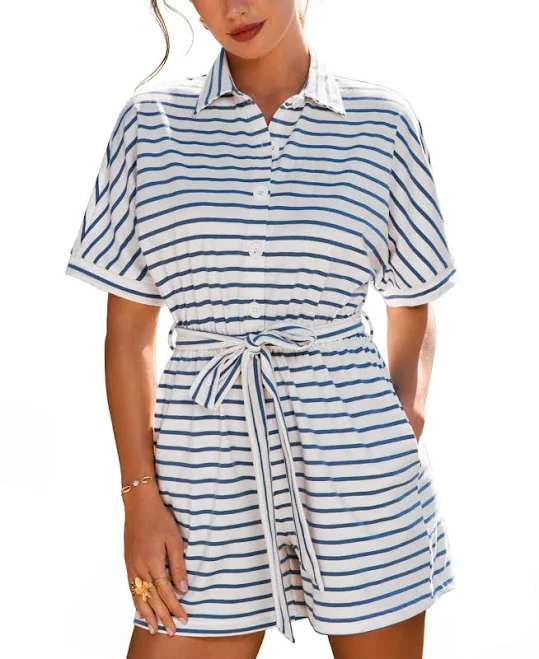 romper Cupshe Women's Collared Striped Romper Macy's $66.99
