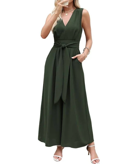 jumpsuit Cupshe Women's Surplice Wide Leg Belted Jumpsuit Macy's $51.99