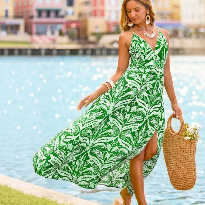 dress Cupshe Women's Tropical Whispers Maxi Dress with Side Slit Cupshe.com $32.4