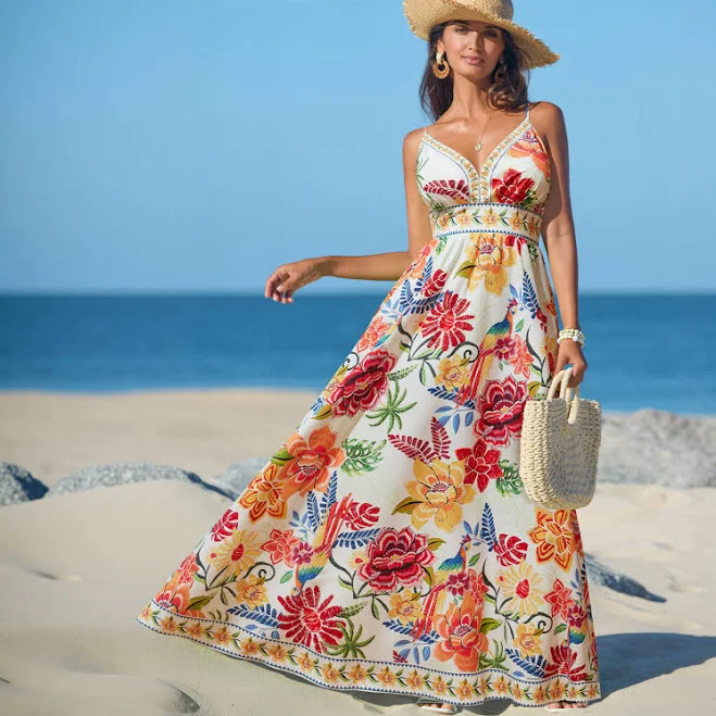 outfits Cupshe Women's Vibrant Oasis Tropical Maxi Beach Dress Cupshe.com $36