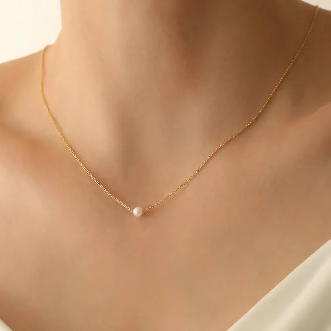accessory Dainty Freshwater Pearl Necklace in Solid 14k Etsy - GoldPersonalized $34