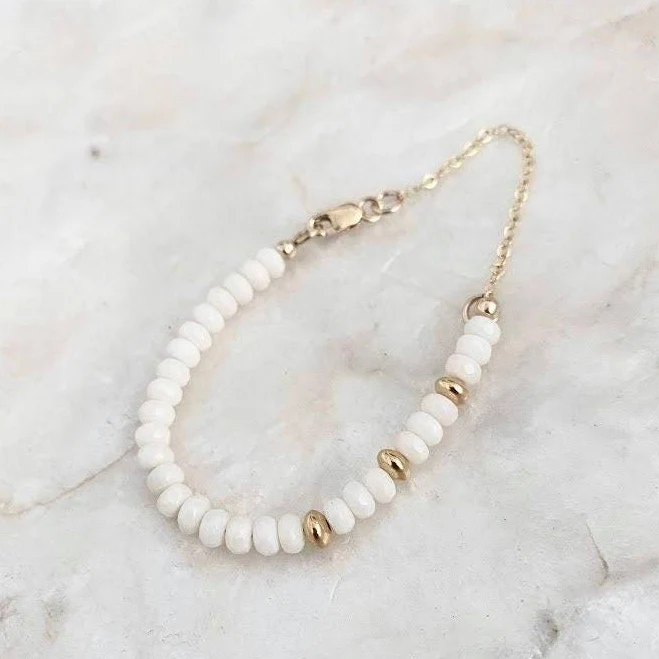 accessory Dainty Gold Beaded White Coral Bracelet Etsy - SilvanaSagan $65