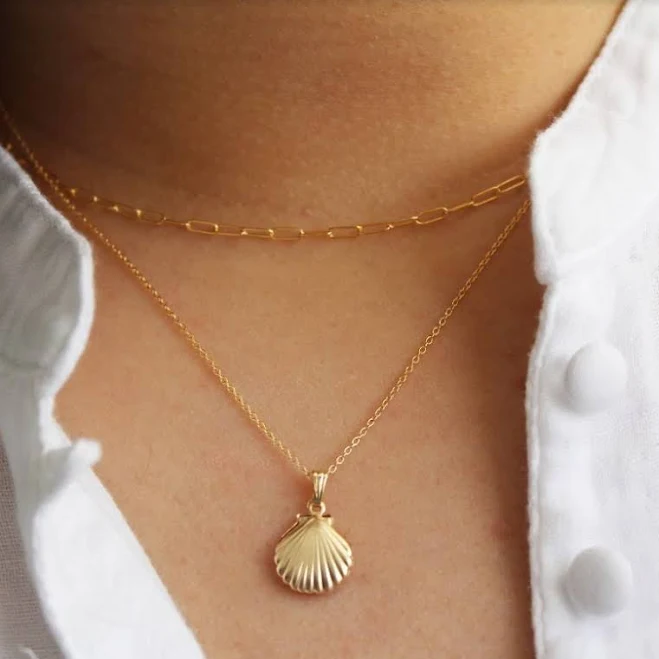 accessory Dainty Gold Seashell Charm Necklace Etsy - shopluminjewelry $52.93