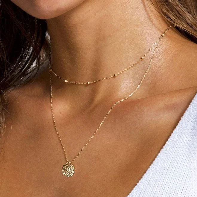 accessory Dainty Hammered Beaded Choker Necklace Set Etsy - DarlingJewelryStudio $25.3