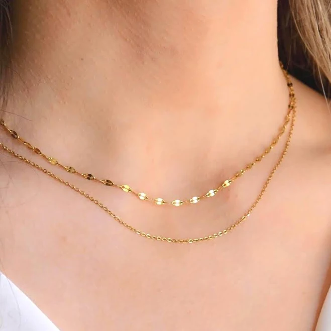 accessory Dainty Layered Gold Chain Necklace Stack Set Etsy - DaintyJools $19.78