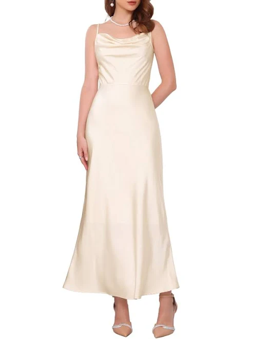 dress Daring Diva Satin Spaghetti Strap Cowl Neck Cocktail Dress Walmart $49.99