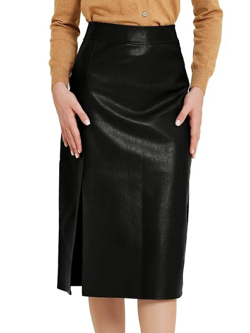 skirt Daring Diva Women's Faux Leather High Waist Bodycon Midi Skirt with Side Slit Walmart $34.99