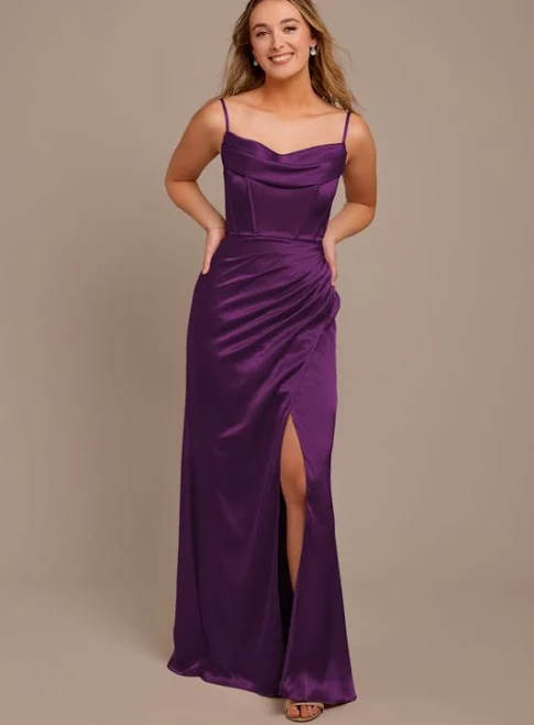 dress David's Bridal Cowl Spaghetti Strap Charmeuse Dress David's Bridal $178.98