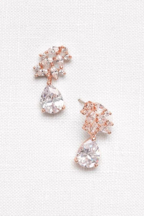 accessory David's Bridal Rose Gold Pear Drop Earrings with Cubic Zirconia David's Bridal $14.99