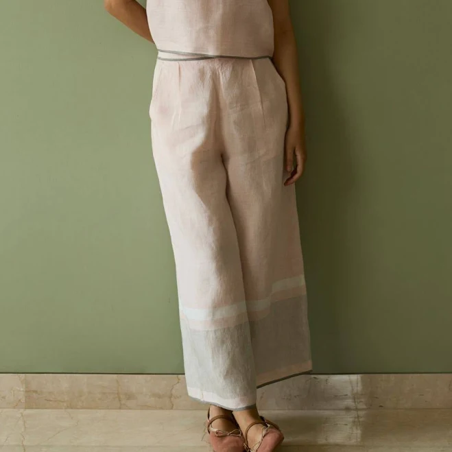culottes Della Border Linen Culottes Canvas & Weaves $108.83