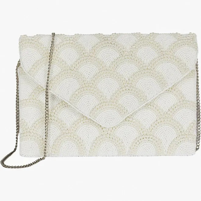 bag Dolly Beaded Clutch White Jen & Co. $62.5