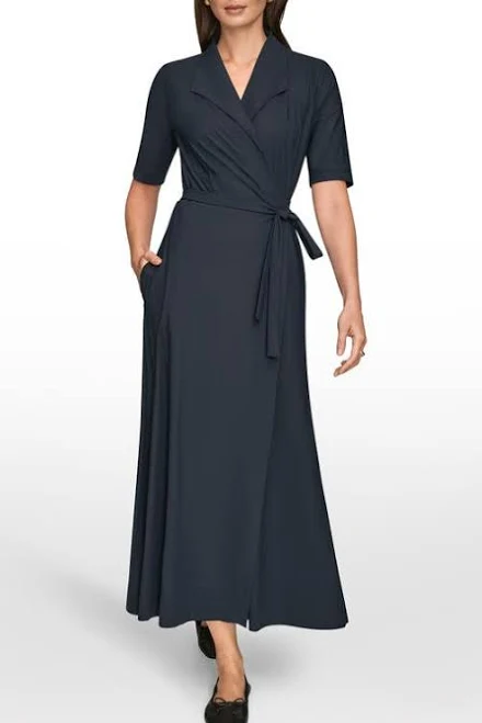 dress Donna Karan Women's Elbow-Sleeve Collared Tricot Maxi Dress Nordstrom $169