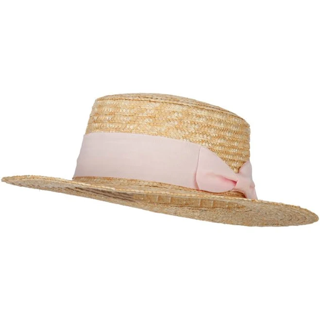 accessory e4Hats Women's Wide Ribbon Straw Braid Boater Hat e4Hats.com $41.49