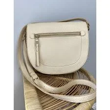 bag Earthtone Cream Pebbled Faux Leather Crossbody SaddleBag eBay $23.95