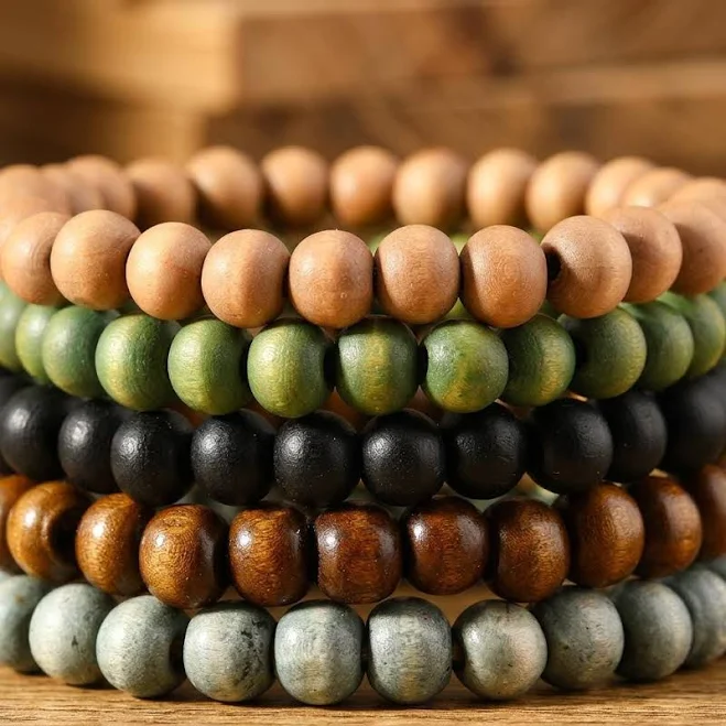 accessory Earthy Minimalist Wooden Bead Stacking Bracelet Set Etsy - Seller $25.44