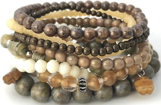 accessory Earthy Multistrand Elastic Beaded Bracelet Etsy - nloiscrafts $25