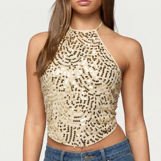 top Edikted Women's Ilaria Sequin Halter Top edikted $16