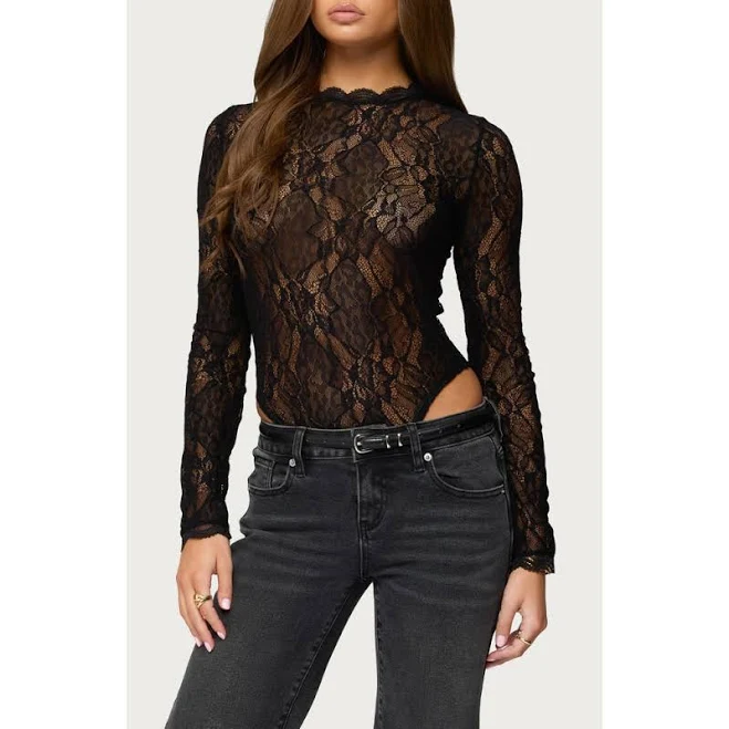 bodysuit Edikted Women's Rosalinda Sheer Lace Bodysuit Nordstrom $44.8