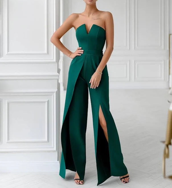 jumpsuit ELAGIA Women's Strapless V-Neck Jumpsuit Elagia $124.99