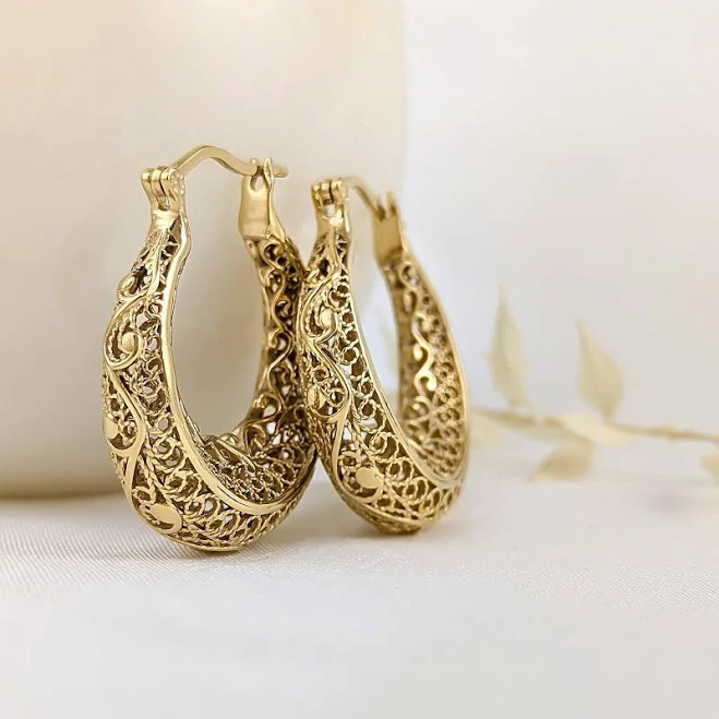 accessory Elegant Filigree Hoop Earrings with Intricate Scrollwork Etsy - Seller $49.99