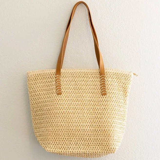 bag Elena Minimalist Straw Woven Tote Shoulder Bag Elena Handbags $48