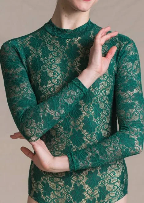 bodysuit Eliza Floral Lace Long Sleeve Leotard Xiaoxiao Designs $85.99