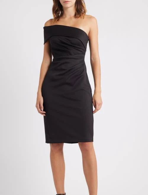 dress Eliza J Women's Off-the-Shoulder Scuba Knit Cocktail Dress Nordstrom $148